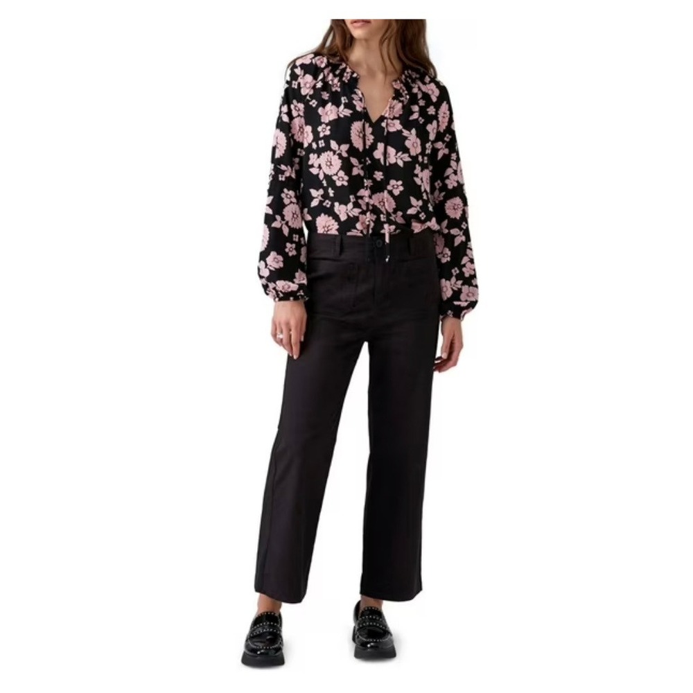 Social Standard by Sanctuary Juliet Crop Black Twill Wide Leg Pants Womens 12